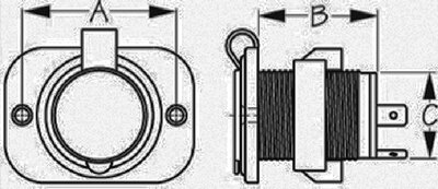 DELUXE POWER SOCKET 12 VOLT (SEA DOG LINE) 1 15/16" 1 1/2" 1 1/16"